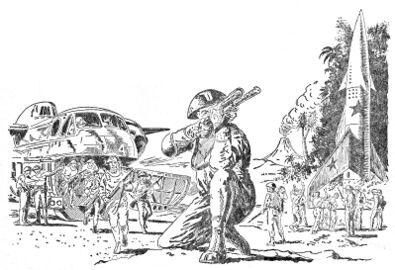 PR 20 Perry Rhodan überfällt einen russischen Stützpunkt auf der Venus Zeichner: Johnny Bruck © Heinrich Bauer Verlag KG, Hamburg