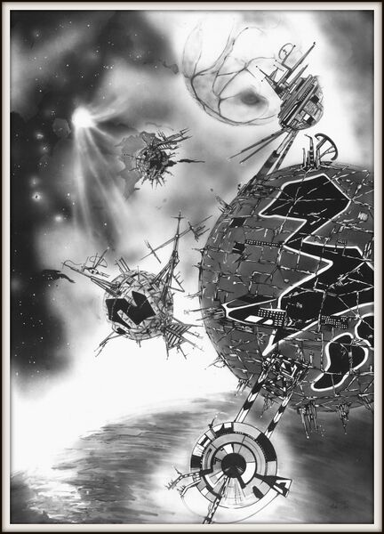 Die Raumschiffe des "Unbekannten" vernichten was ihnen in die Quere kommt. Atlan 690 Zeichner: Robert Straumann © Heinrich Bauer Verlag KG, Hamburg