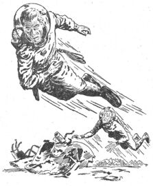 PR 5 Rhodan und Bull durchsuchen die Trümmer der AETRON Zeichner: Johnny Bruck © Heinrich Bauer Verlag KG, Hamburg