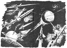 Raumschlacht im Wega-Sektor PR 10 – Illustration 3 Zeichner: Johnny Bruck © Heinrich Bauer Verlag KG