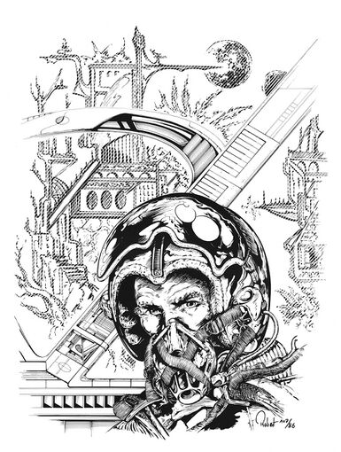 Goman Largo vermutet auf Tessal eine Zeitgruft zu finden. Atlan 770 Zeichner: Robert Straumann © Heinrich Bauer Verlag KG, Hamburg