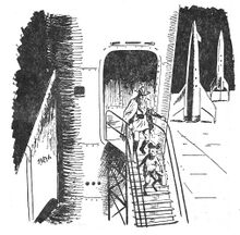 Rhodans und Guckys Ankunft auf Tolimon PR 52 – Illustration 1 Zeichner: Johnny Bruck © Heinrich Bauer Verlag KG