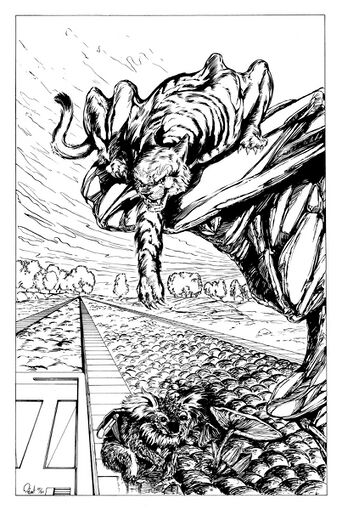 Ein Kytaber wird von einer Tixudkatze belauert Atlan 739 Zeichner: Robert Straumann © Heinrich Bauer Verlag KG, Hamburg