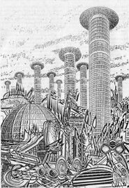 Die Stadt Destita (Hauptstadt von Vamunam auf Vat) PR 2574 Zeichner: Michael Wittmann © Heinrich Bauer Verlag KG, Hamburg