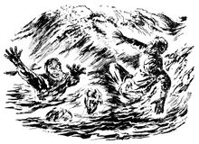 Orlgans und seine Männer kämpfen gegen die Flut PR 33 – Illustration 4 Zeichner: Johnny Bruck © Heinrich Bauer Verlag KG