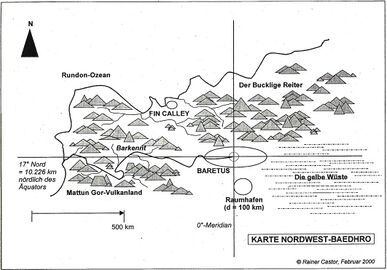 Ertrus - Karte des Hauptkontinents Baedhro PR 2030 Zeichner: Rainer Castor © Heinrich Bauer Verlag KG, Hamburg