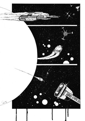 Ein Raumschiff wird von der ZYRPH'O'SATH eingeschleust. Atlan 706 Zeichner: Robert Straumann © Heinrich Bauer Verlag KG, Hamburg