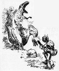 PR 426: Kampfroboter gegen Raubsaurier Zeichner: Johnny Bruck © Heinrich Bauer Verlag KG, Hamburg