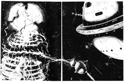 Heft PR 657: Die Vernichtung eines SVE-Raumers gelingt Zeichner: Johnny Bruck © Heinrich Bauer Verlag KG, Hamburg