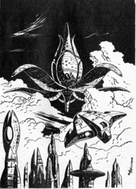 Terrania - Perry Rhodan im Anflug auf die Solare Residenz PR 2000 Zeichner: Alfred Kelsner © Heinrich Bauer Verlag KG, Hamburg