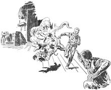 Im Maschinenleitstand III greifen die Meistersinger, wie jemand die Monstren genannt hatte, an PR 44 – Illustration 2 Zeichner: Johnny Bruck © Heinrich Bauer Verlag KG