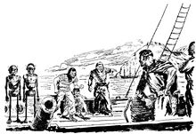 Von Kitai Ishibashis hypnotischem Block zurückgekehrte Goszuls betreten unter Begleitung zweier Springer-Roboter das Schiff PR 36 – Illustration 2 Zeichner: Johnny Bruck © Heinrich Bauer Verlag KG