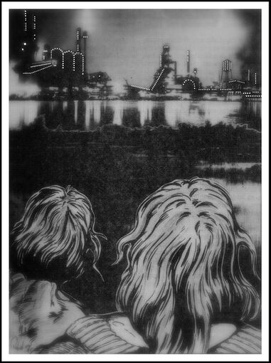 Atlan und Chipol vor der Grosstadt Karmenfunkel. Atlan 714 Zeichner: Robert Straumann © Heinrich Bauer Verlag KG, Hamburg