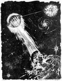 PR 393: Start der CREST V, während Neo-II zerplatzt Zeichner: Johnny Bruck © Heinrich Bauer Verlag KG, Hamburg