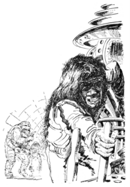 PR 447: Flucht von Uleb I Anm.: Die Szene entspricht nicht der Beschreibung im Roman. Zeichner: Johnny Bruck © Heinrich Bauer Verlag KG, Hamburg