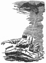 PR 24 Son Okura, John Marshall und Perry Rhodan werden von einem Flugsaurier angegriffen Zeichner: Johnny Bruck © Heinrich Bauer Verlag KG, Hamburg