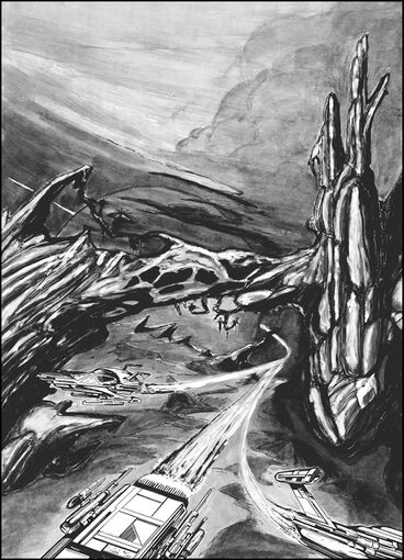 Atlan und Chipol mit einem Gleiter auf der Flucht Atlan 705 Zeichner: Robert Straumann © Heinrich Bauer Verlag KG, Hamburg