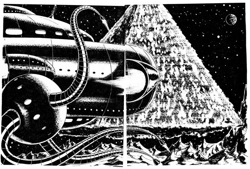 Skanmanyons Berg in der Ebene ohne Schatten auf dem Planeten Schneeball Atlan 157 Zeichner: Johnny Bruck © Heinrich Bauer Verlag KG, Hamburg