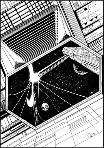 Ein grünes irrlichterndes Licht greift nach der JIKULST. Atlan 777 Zeichner: Robert Straumann © Heinrich Bauer Verlag KG, Hamburg