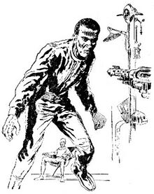 Ras Tschubai in der Zentrale eines arkonidischen Raumschiffs PR 82 – Illustration 3 Zeichner: Johnny Bruck © Heinrich Bauer Verlag KG