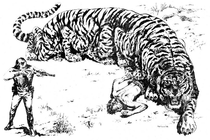 Froom Wirtz rettet Helvin Proterrand vor dem Wühltiger Atlan 147 Zeichner: Willis (Johnny Bruck) © Heinrich Bauer Verlag KG, Hamburg